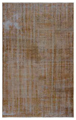 Brown Over Dyed Vintage Rug 4'12'' x 7'9'' ft 152 x 235 cm