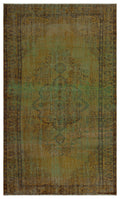 Brown Over Dyed Vintage Rug 5'4'' x 8'9'' ft 163 x 267 cm