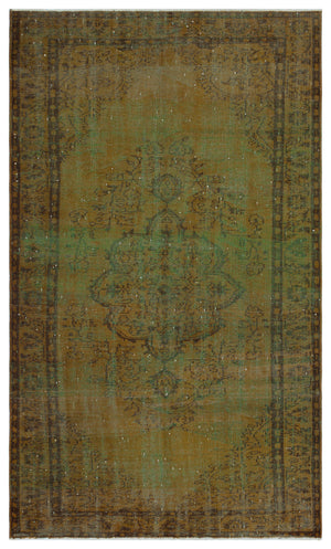 Brown Over Dyed Vintage Rug 5'4'' x 8'9'' ft 163 x 267 cm