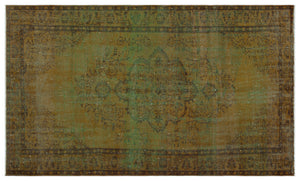 Brown Over Dyed Vintage Rug 5'4'' x 8'9'' ft 163 x 267 cm