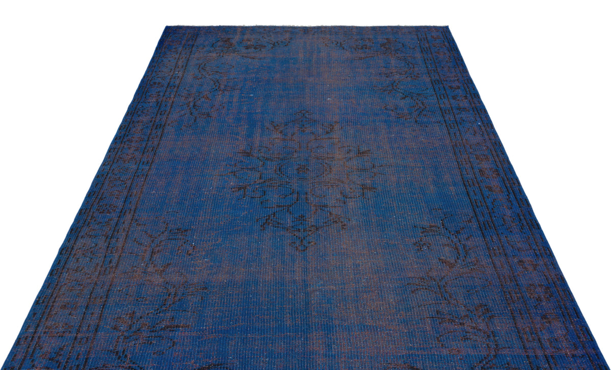 Blue Over Dyed Vintage Rug 5&#39;7&#39;&#39; x 9&#39;3&#39;&#39; ft 170 x 283 cm