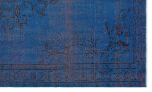 Blue Over Dyed Vintage Rug 5'7'' x 9'3'' ft 170 x 283 cm
