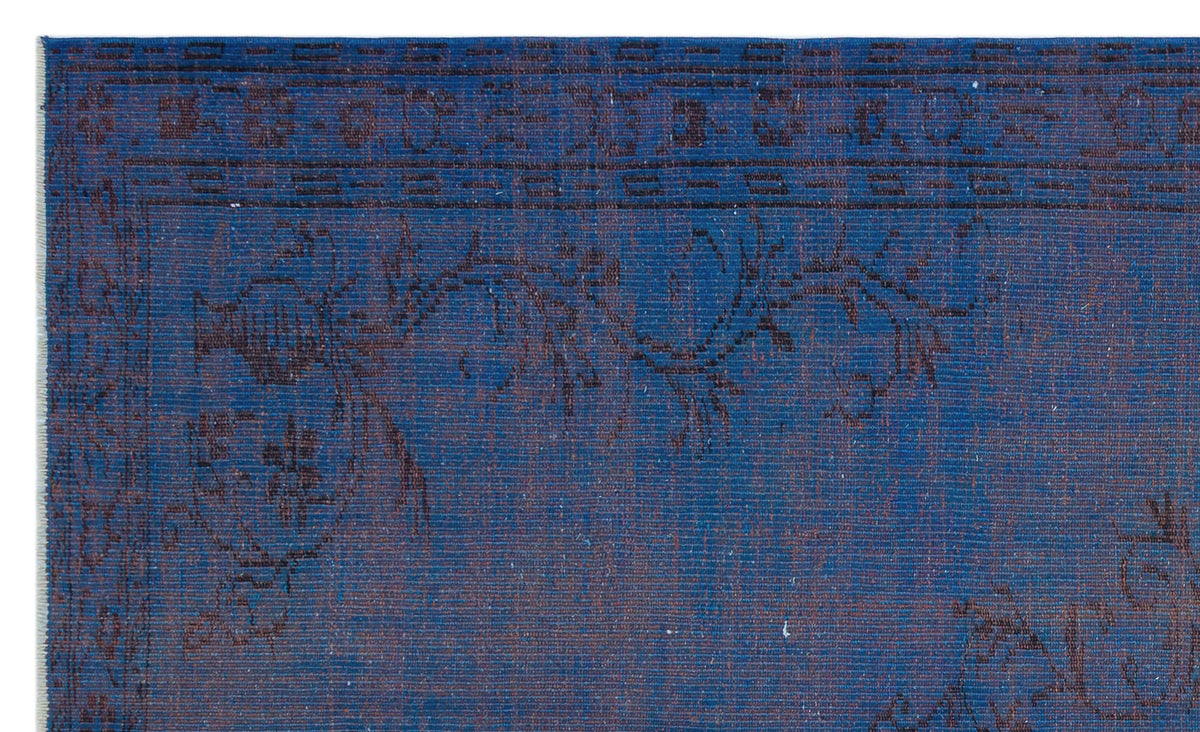 Blue Over Dyed Vintage Rug 5&#39;7&#39;&#39; x 9&#39;3&#39;&#39; ft 170 x 283 cm