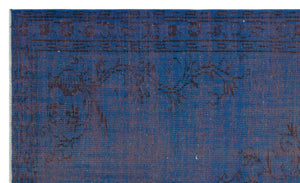 Blue Over Dyed Vintage Rug 5'7'' x 9'3'' ft 170 x 283 cm