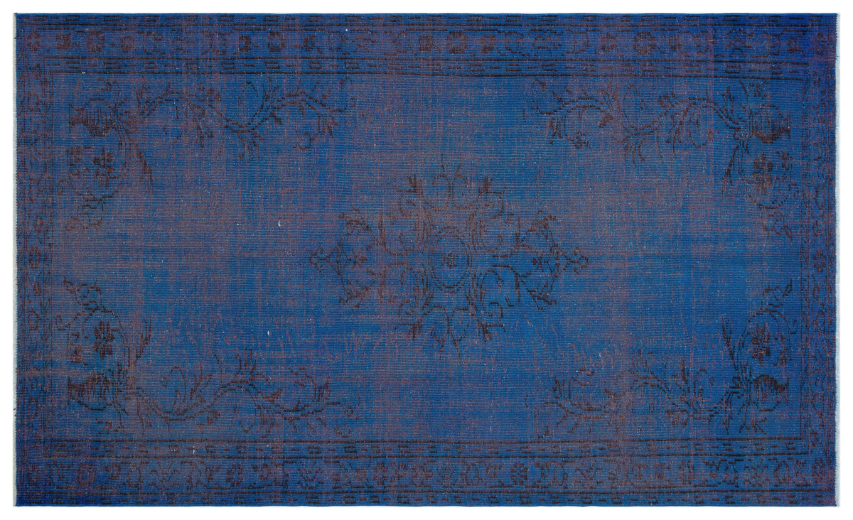 Blue Over Dyed Vintage Rug 5&#39;7&#39;&#39; x 9&#39;3&#39;&#39; ft 170 x 283 cm