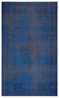 Blue Over Dyed Vintage Rug 5'7'' x 9'3'' ft 170 x 283 cm