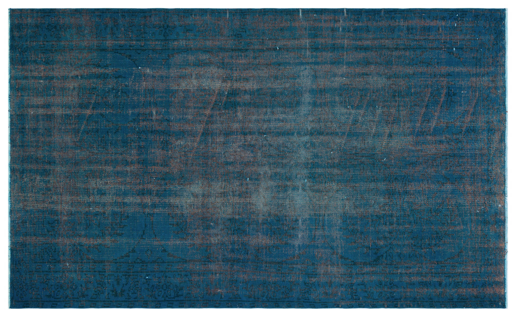 Turquoise  Over Dyed Vintage Rug 5'4'' x 8'8'' ft 162 x 265 cm