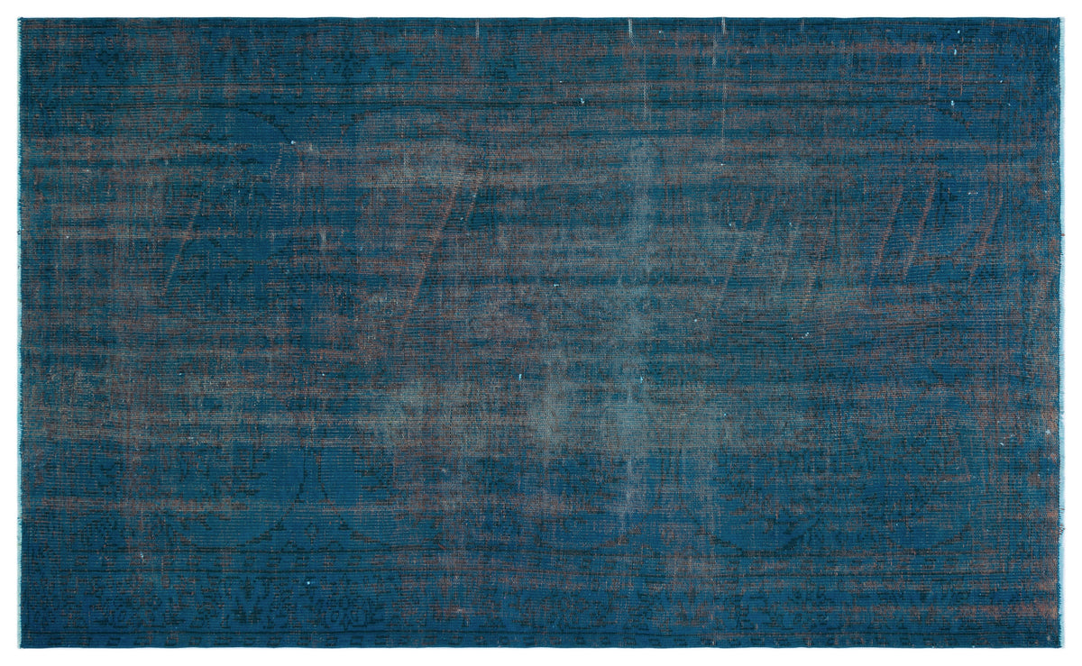 Turquoise  Over Dyed Vintage Rug 5&#39;4&#39;&#39; x 8&#39;8&#39;&#39; ft 162 x 265 cm