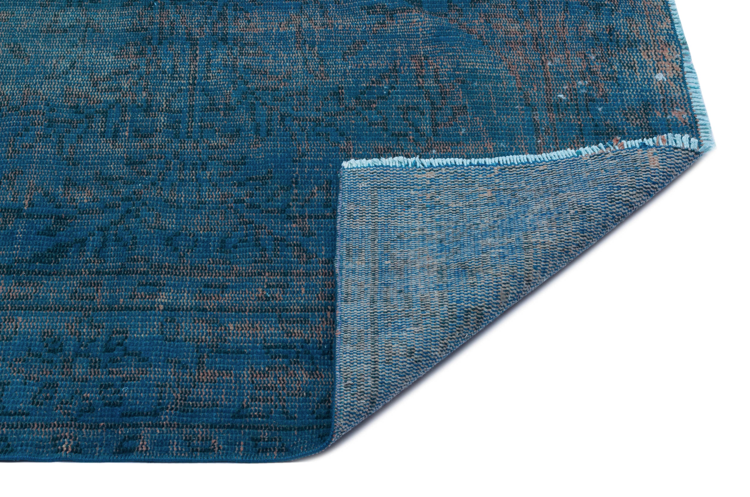 Turquoise  Over Dyed Vintage Rug 5'4'' x 8'8'' ft 162 x 265 cm