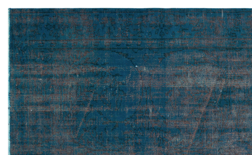 Turquoise  Over Dyed Vintage Rug 5'4'' x 8'8'' ft 162 x 265 cm