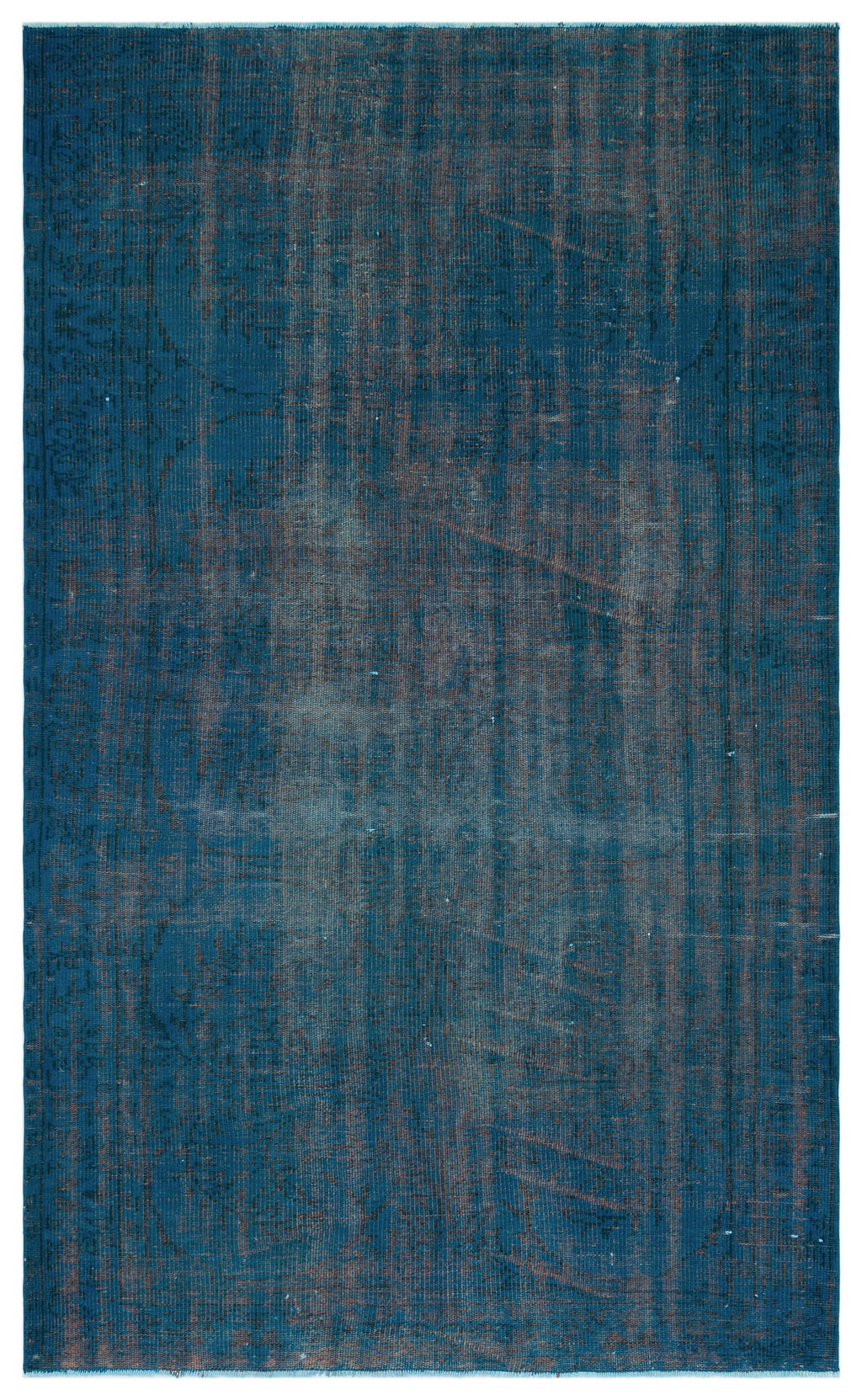 Turquoise  Over Dyed Vintage Rug 5'4'' x 8'8'' ft 162 x 265 cm