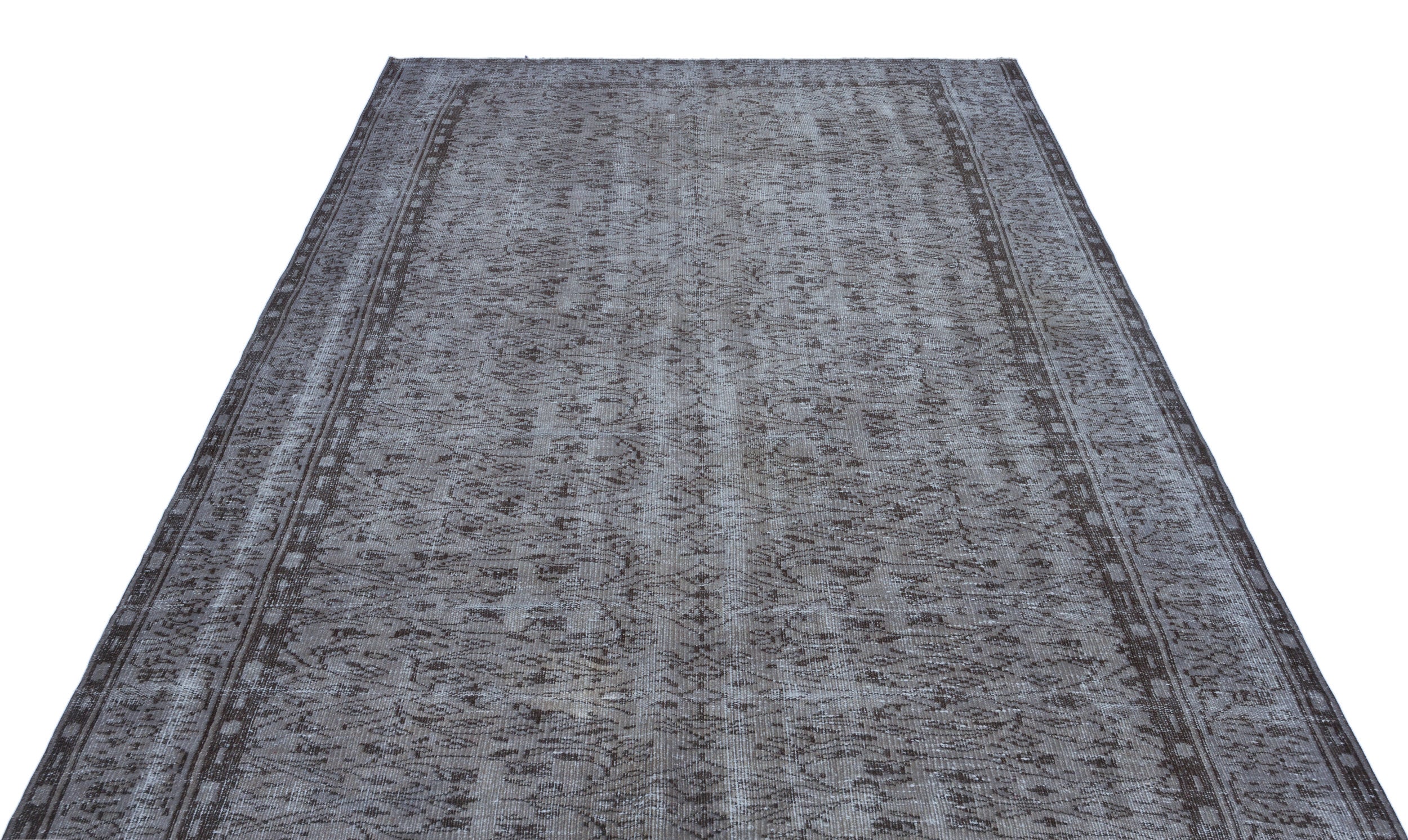 Gray Over Dyed Vintage Rug 5'11'' x 9'6'' ft 180 x 290 cm
