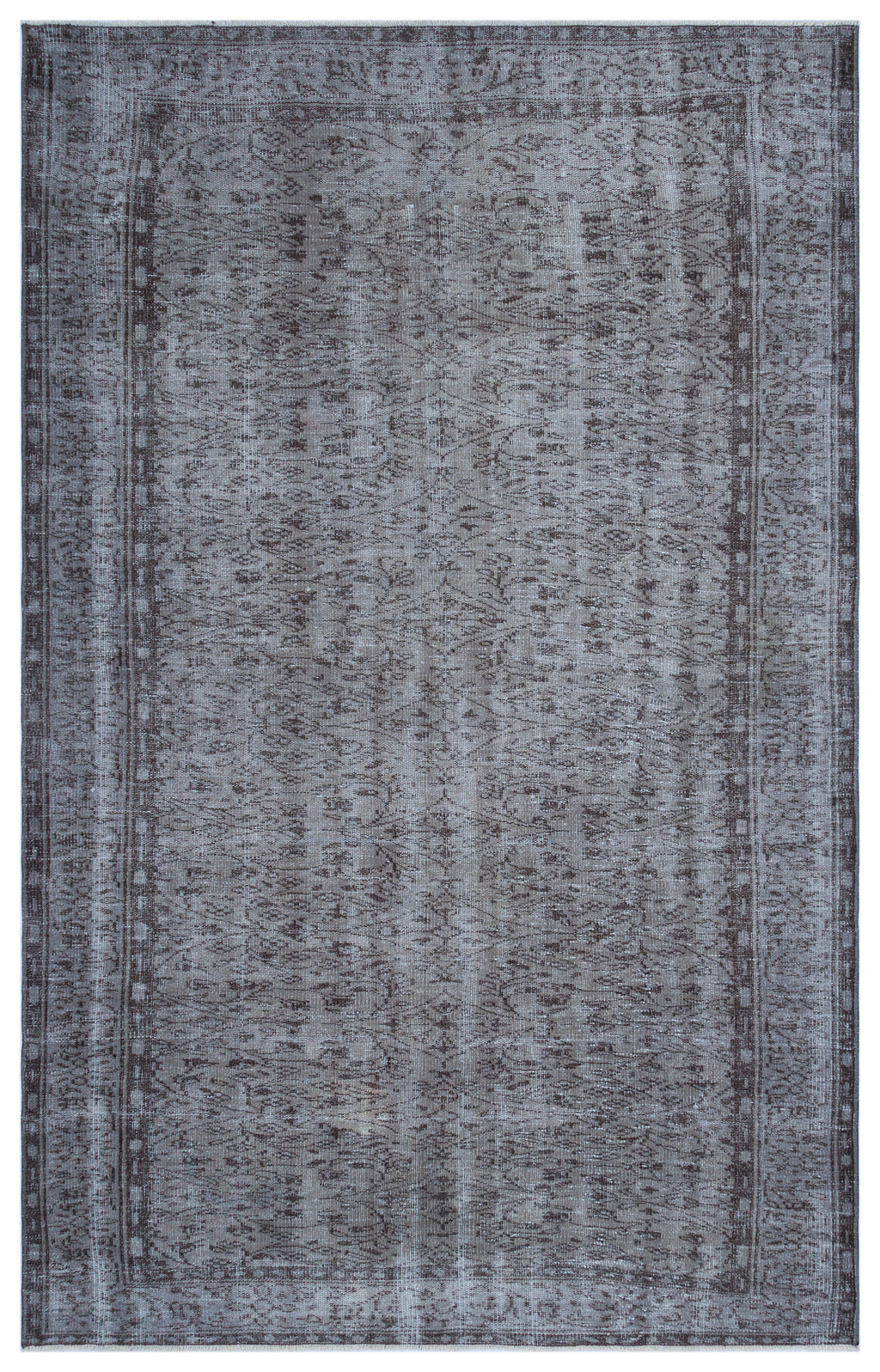 Gray Over Dyed Vintage Rug 5'11'' x 9'6'' ft 180 x 290 cm