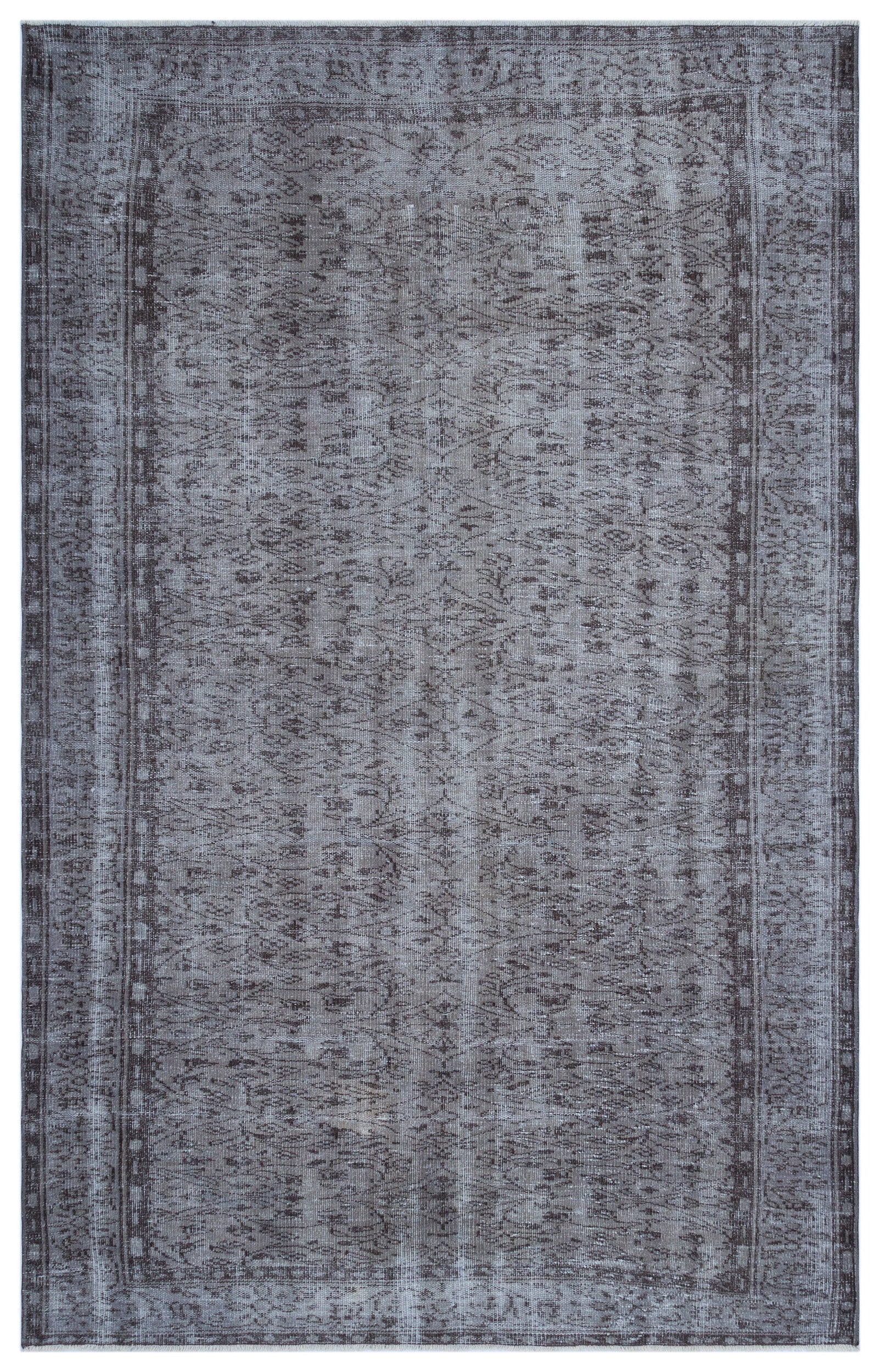 Gray Over Dyed Vintage Rug 5'11'' x 9'6'' ft 180 x 290 cm