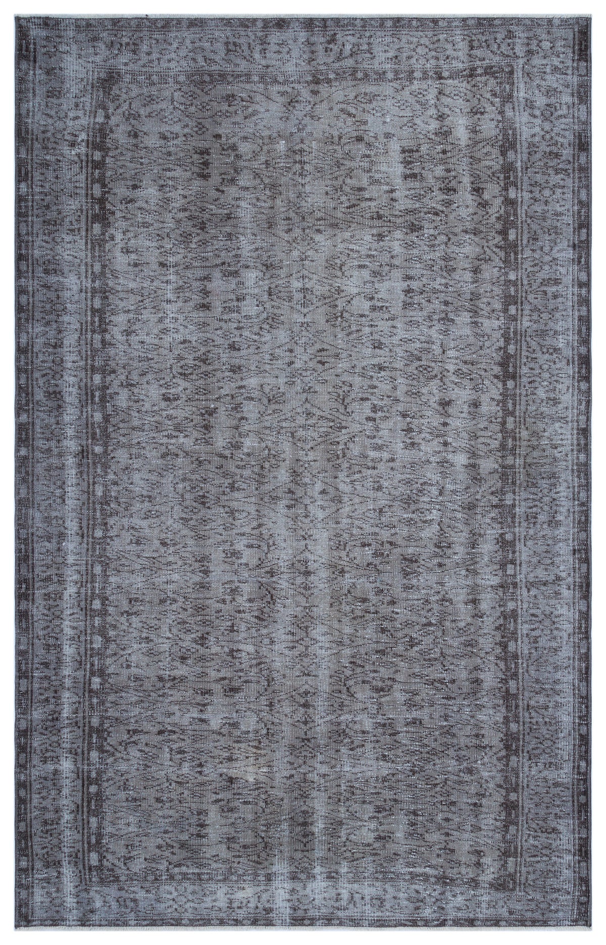 Gray Over Dyed Vintage Rug 5&#39;11&#39;&#39; x 9&#39;6&#39;&#39; ft 180 x 290 cm