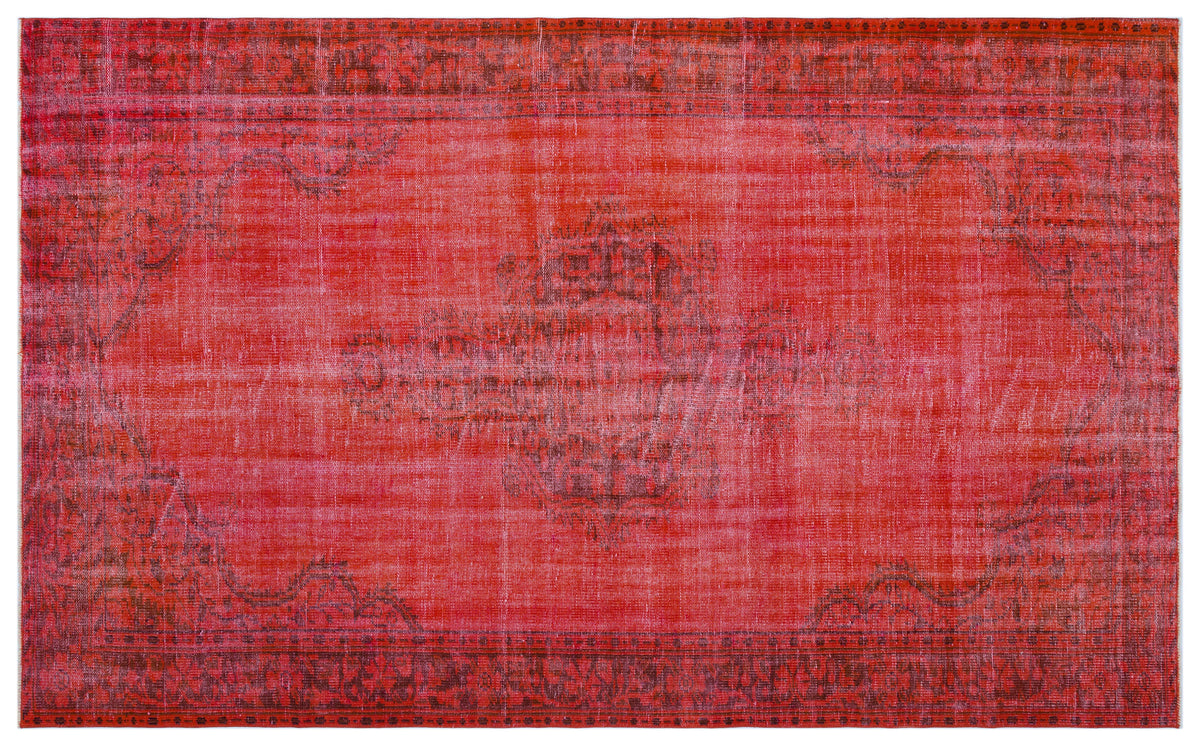 Red Over Dyed Vintage Rug 5&#39;10&#39;&#39; x 9&#39;7&#39;&#39; ft 179 x 291 cm