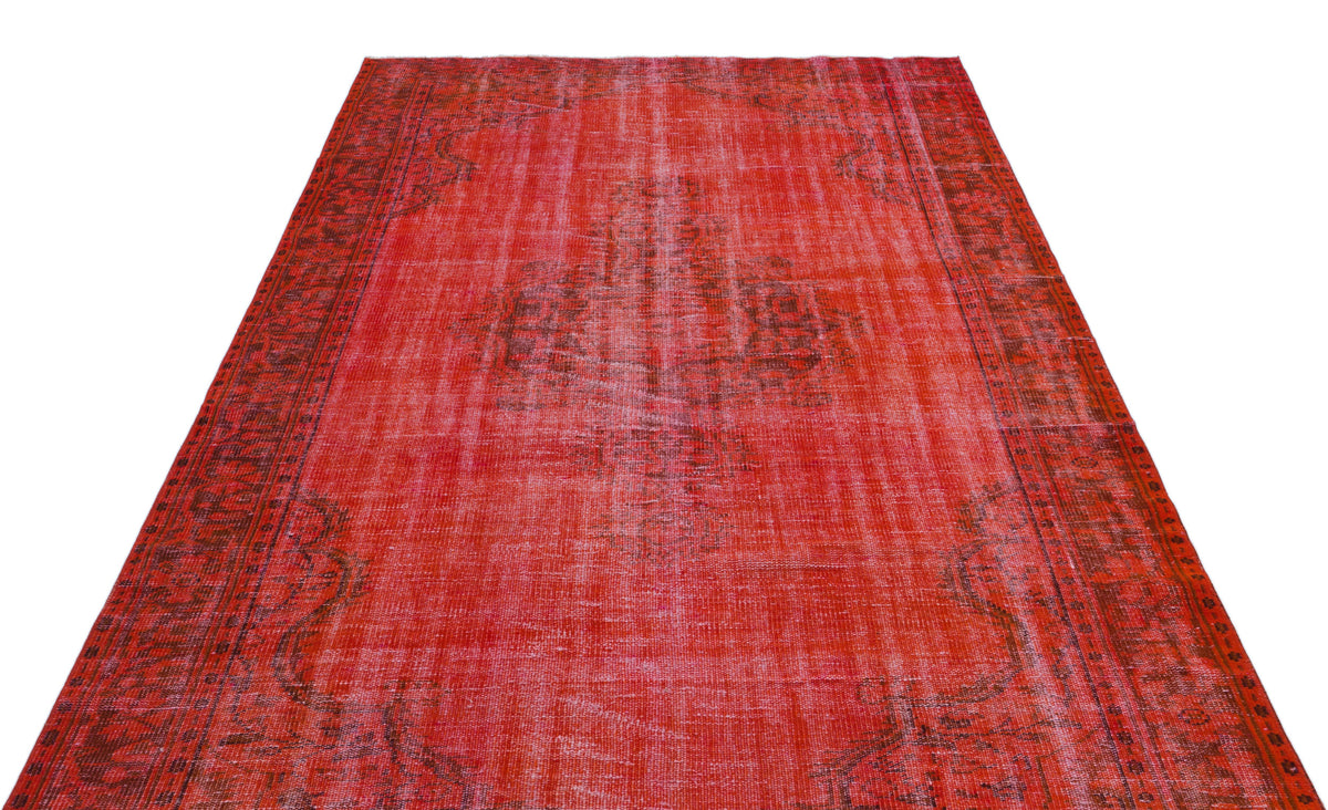 Red Over Dyed Vintage Rug 5&#39;10&#39;&#39; x 9&#39;7&#39;&#39; ft 179 x 291 cm