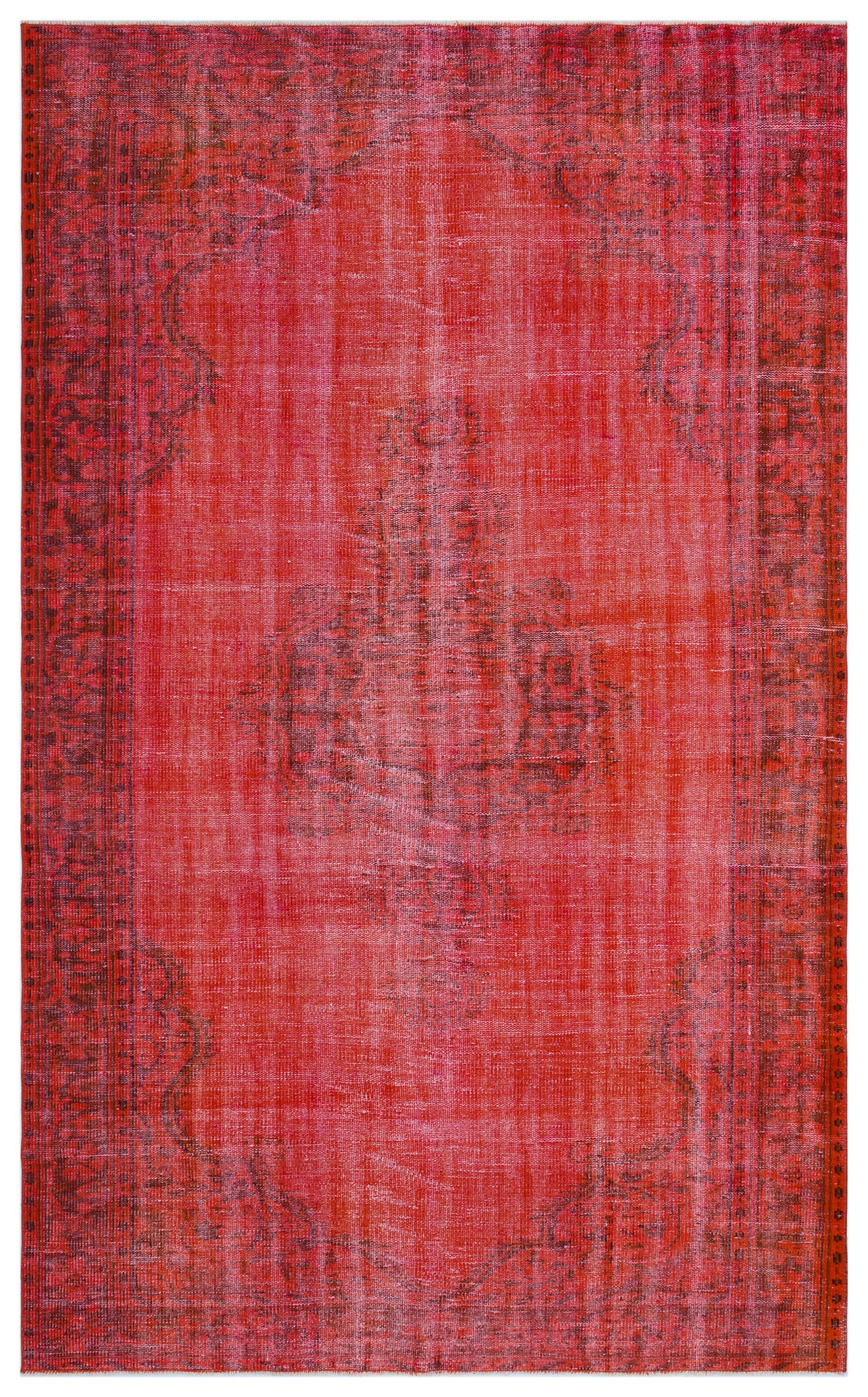 Red Over Dyed Vintage Rug 5&#39;10&#39;&#39; x 9&#39;7&#39;&#39; ft 179 x 291 cm