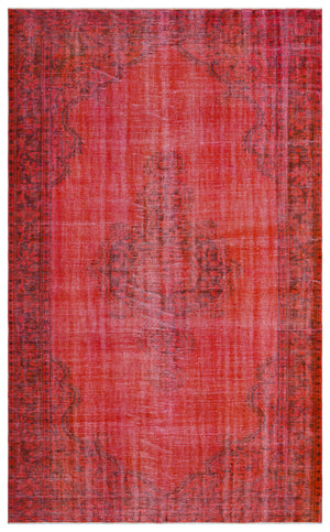 Red Over Dyed Vintage Rug 5'10'' x 9'7'' ft 179 x 291 cm