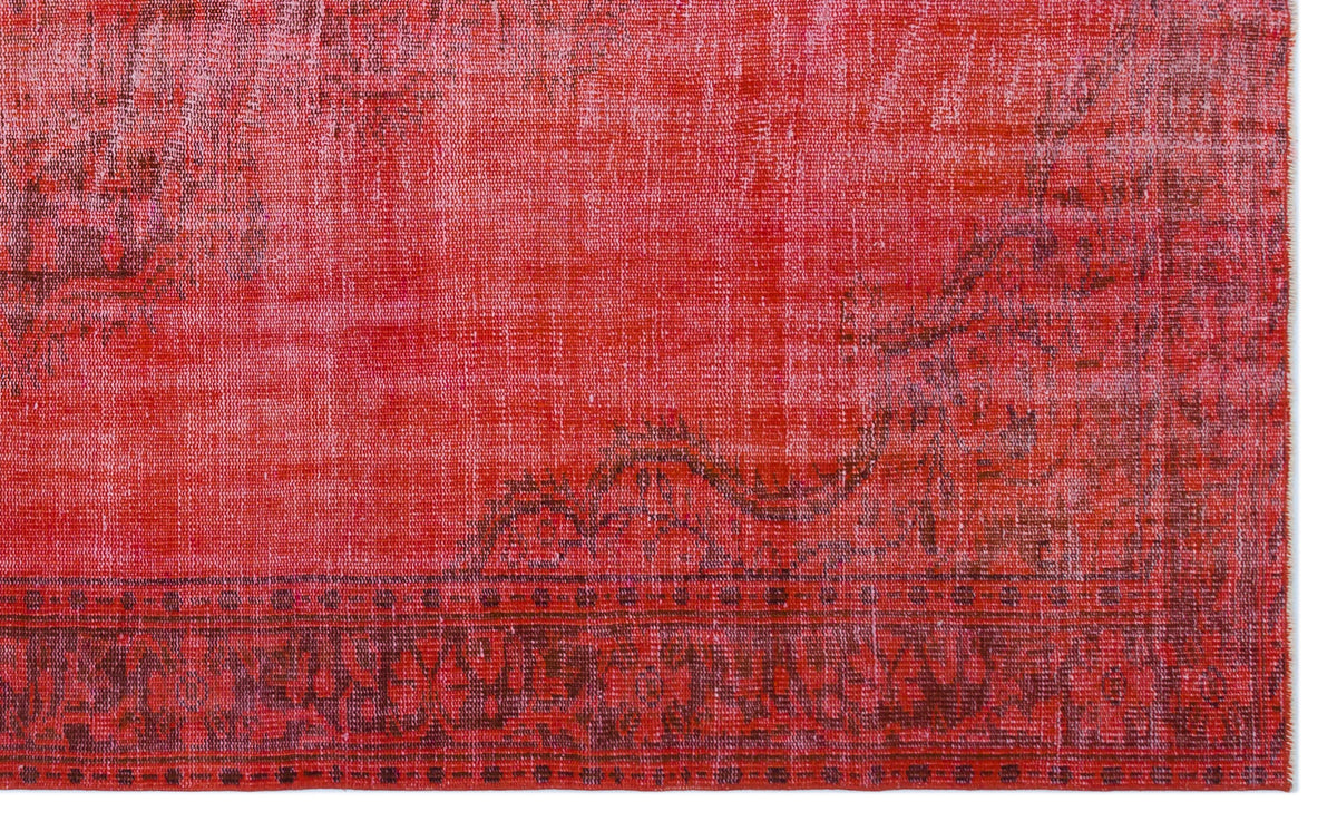 Red Over Dyed Vintage Rug 5&#39;10&#39;&#39; x 9&#39;7&#39;&#39; ft 179 x 291 cm