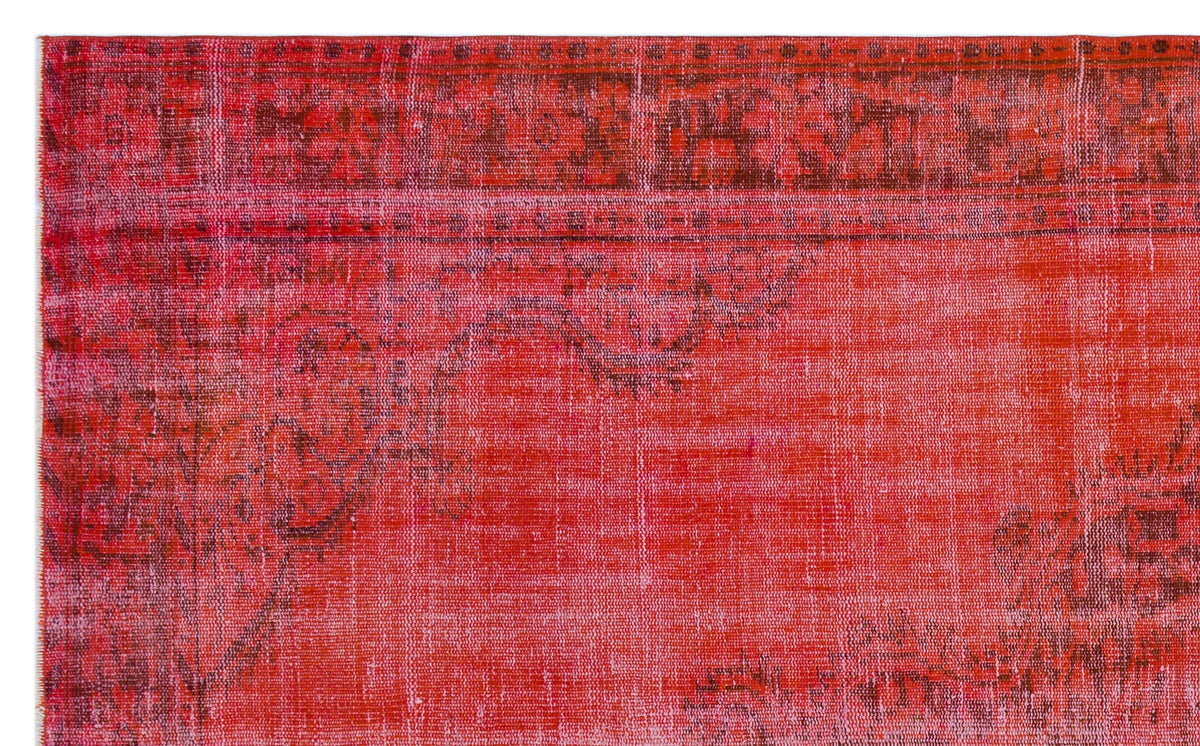Red Over Dyed Vintage Rug 5&#39;10&#39;&#39; x 9&#39;7&#39;&#39; ft 179 x 291 cm