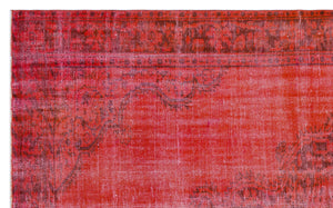 Red Over Dyed Vintage Rug 5'10'' x 9'7'' ft 179 x 291 cm