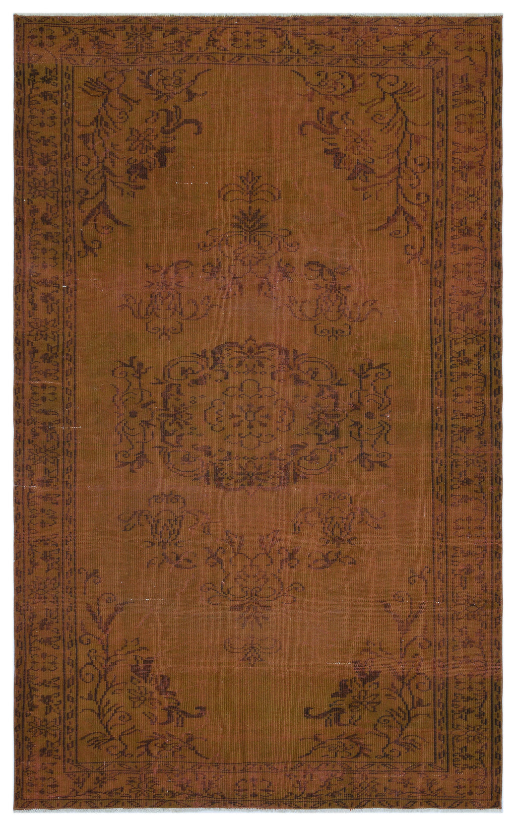 Brown Over Dyed Vintage Rug 5'8'' x 8'9'' ft 172 x 267 cm
