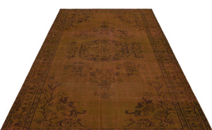 Brown Over Dyed Vintage Rug 5'8'' x 8'9'' ft 172 x 267 cm