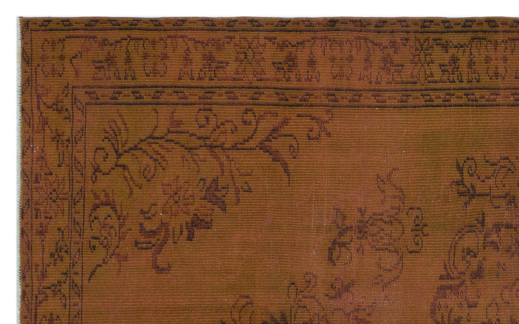 Brown Over Dyed Vintage Rug 5'8'' x 8'9'' ft 172 x 267 cm