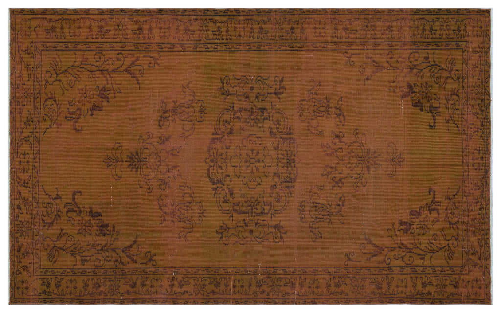 Brown Over Dyed Vintage Rug 5'8'' x 8'9'' ft 172 x 267 cm