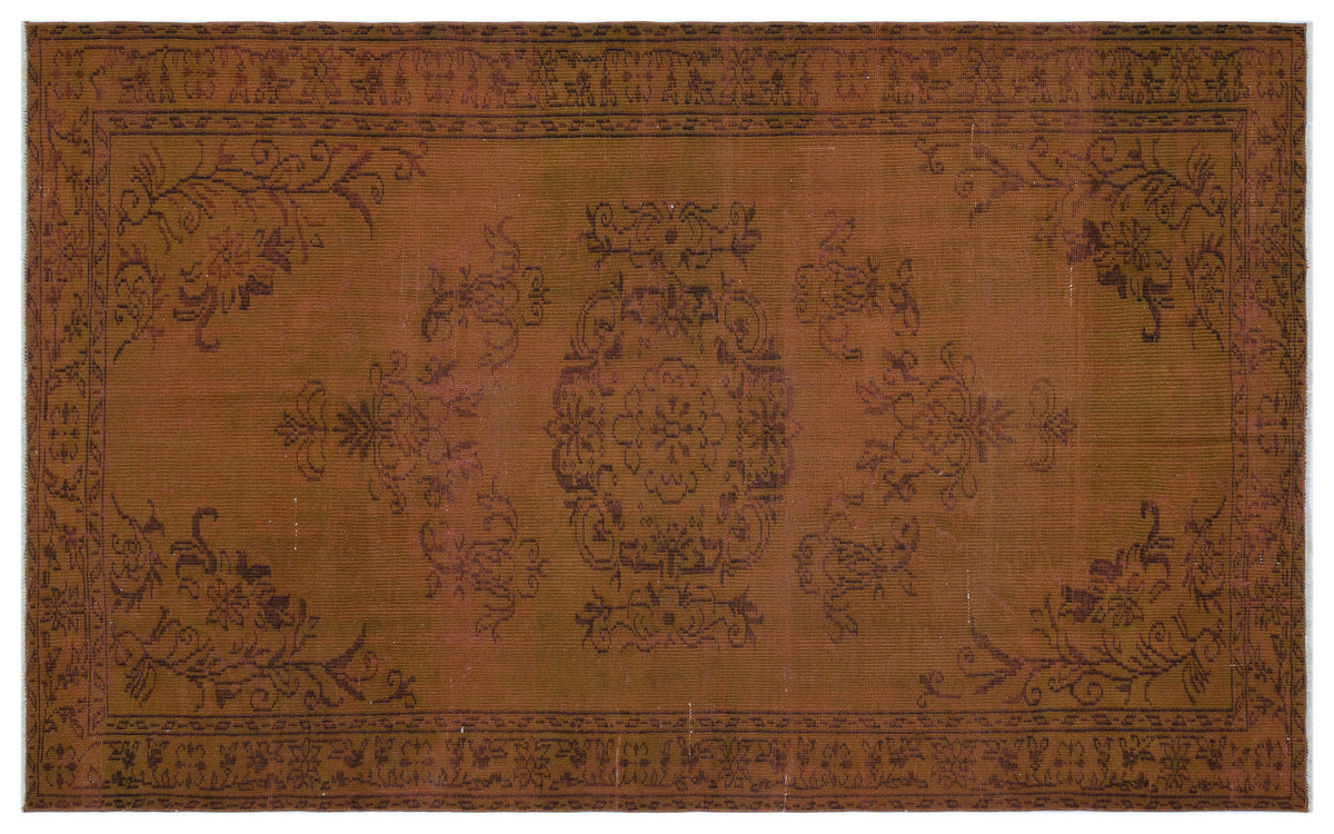 Brown Over Dyed Vintage Rug 5&#39;8&#39;&#39; x 8&#39;9&#39;&#39; ft 172 x 267 cm