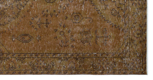 Brown Over Dyed Vintage Rug 4'4'' x 8'5'' ft 133 x 257 cm