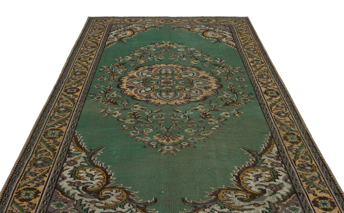 Green Over Dyed Vintage Rug 6&#39;1&#39;&#39; x 9&#39;7&#39;&#39; ft 186 x 292 cm