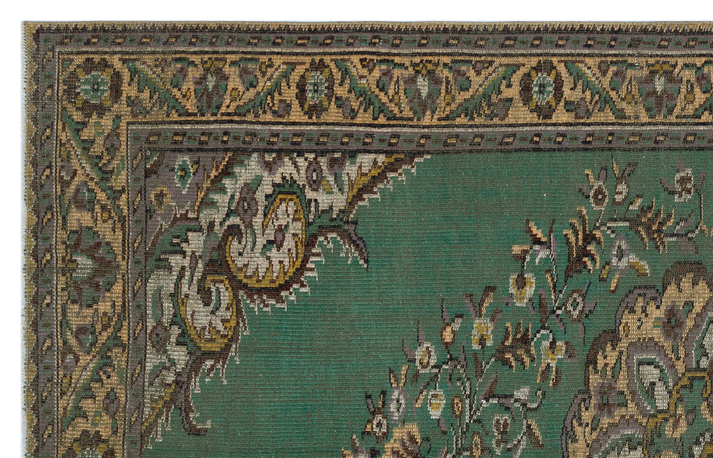 Green Over Dyed Vintage Rug 6'1'' x 9'7'' ft 186 x 292 cm