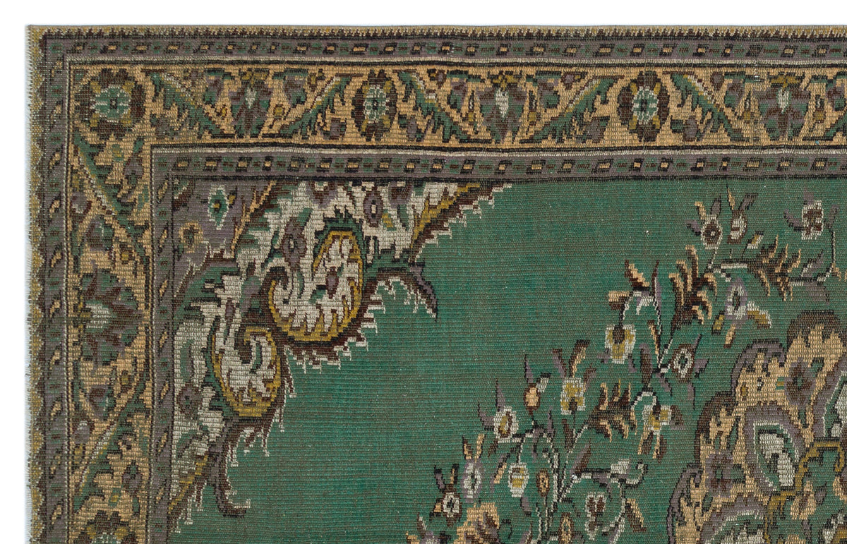 Green Over Dyed Vintage Rug 6&#39;1&#39;&#39; x 9&#39;7&#39;&#39; ft 186 x 292 cm
