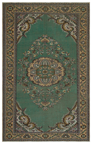 Green Over Dyed Vintage Rug 6'1'' x 9'7'' ft 186 x 292 cm