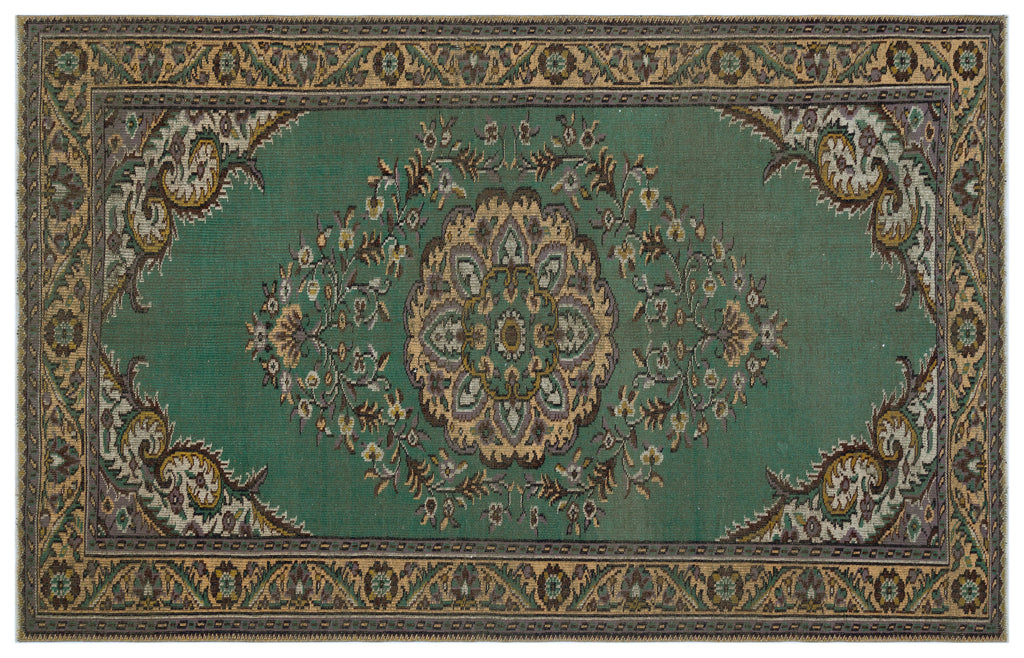 Green Over Dyed Vintage Rug 6'1'' x 9'7'' ft 186 x 292 cm