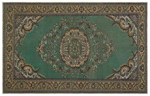 Green Over Dyed Vintage Rug 6'1'' x 9'7'' ft 186 x 292 cm