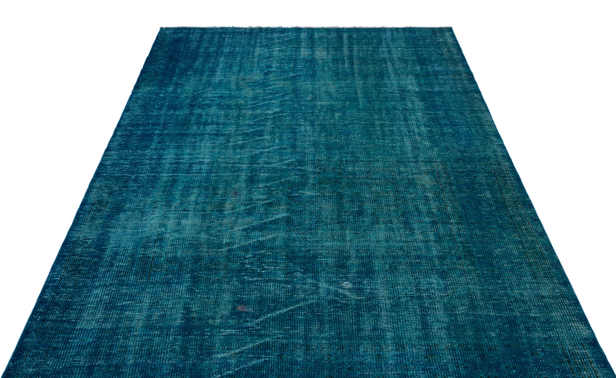 Turquoise  Over Dyed Vintage Rug 5&#39;8&#39;&#39; x 8&#39;9&#39;&#39; ft 172 x 267 cm