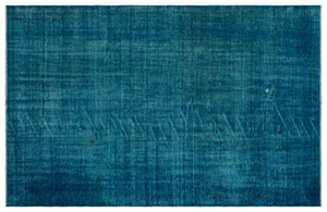 Turquoise  Over Dyed Vintage Rug 5'8'' x 8'9'' ft 172 x 267 cm