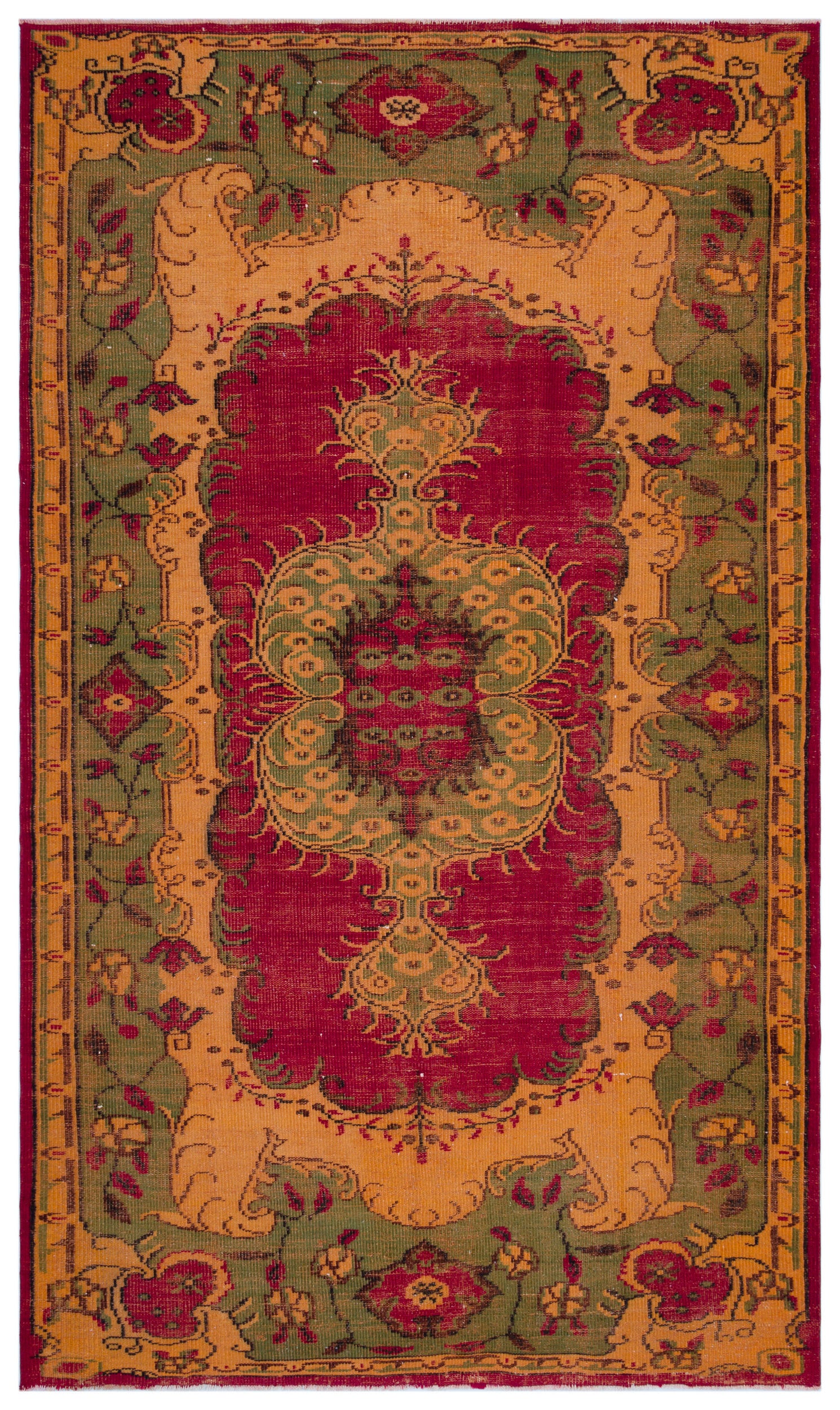 Retro Over Dyed Vintage Rug 6'2'' x 10'6'' ft 189 x 320 cm