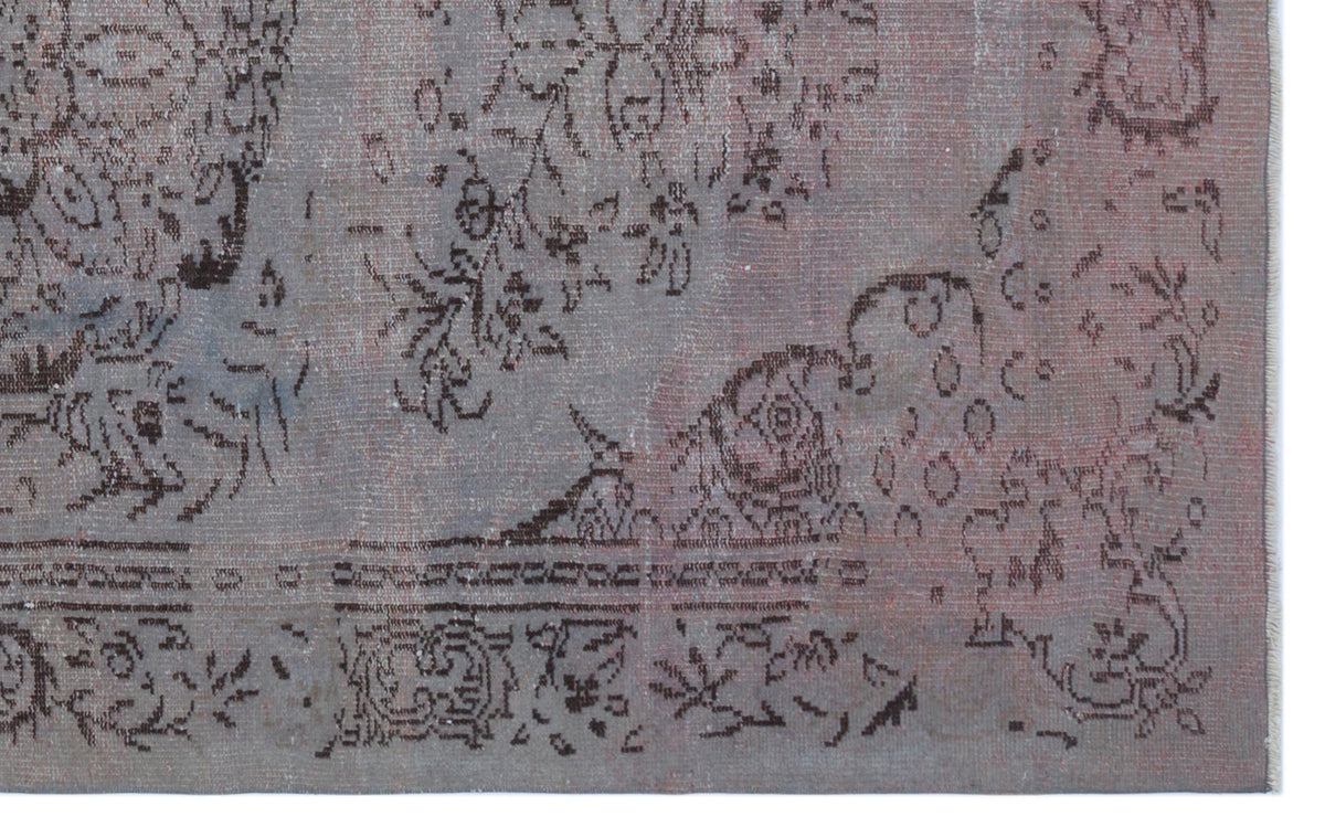 Gray Over Dyed Vintage Rug 5&#39;5&#39;&#39; x 8&#39;6&#39;&#39; ft 165 x 259 cm
