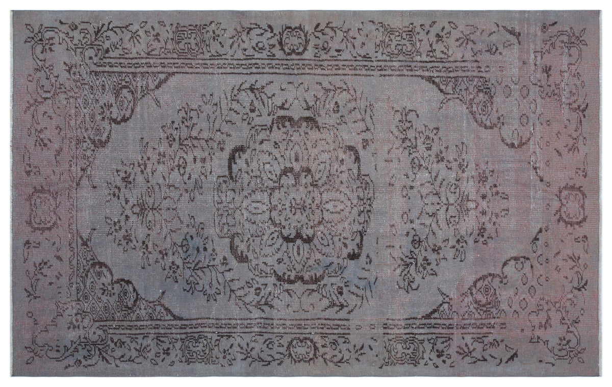 Gray Over Dyed Vintage Rug 5&#39;5&#39;&#39; x 8&#39;6&#39;&#39; ft 165 x 259 cm