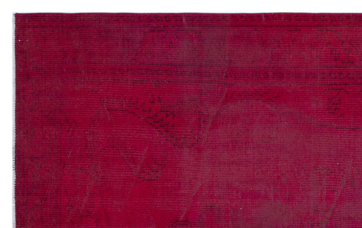 Red Over Dyed Vintage Rug 5&#39;3&#39;&#39; x 8&#39;3&#39;&#39; ft 159 x 252 cm