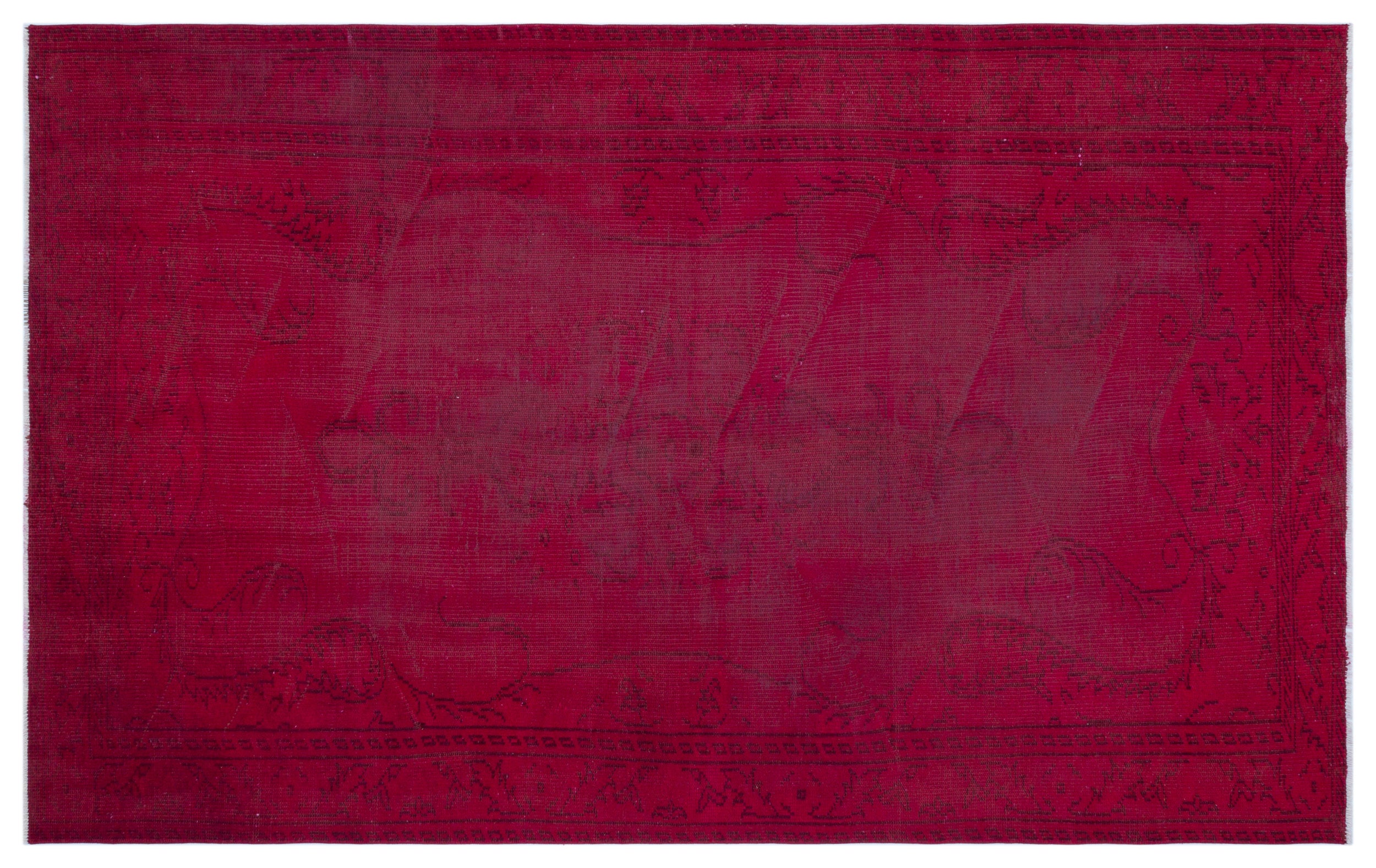 Red Over Dyed Vintage Rug 5'3'' x 8'3'' ft 159 x 252 cm