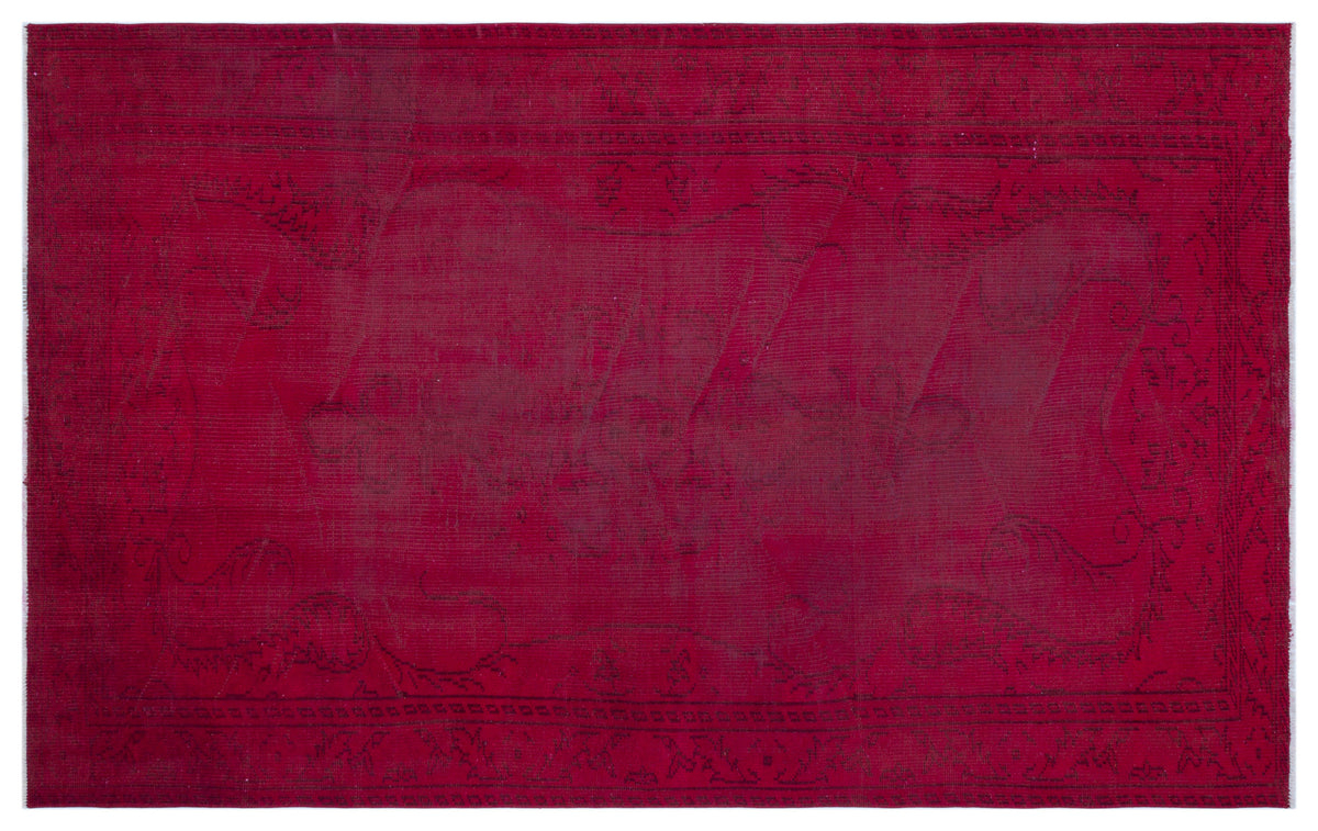 Red Over Dyed Vintage Rug 5&#39;3&#39;&#39; x 8&#39;3&#39;&#39; ft 159 x 252 cm