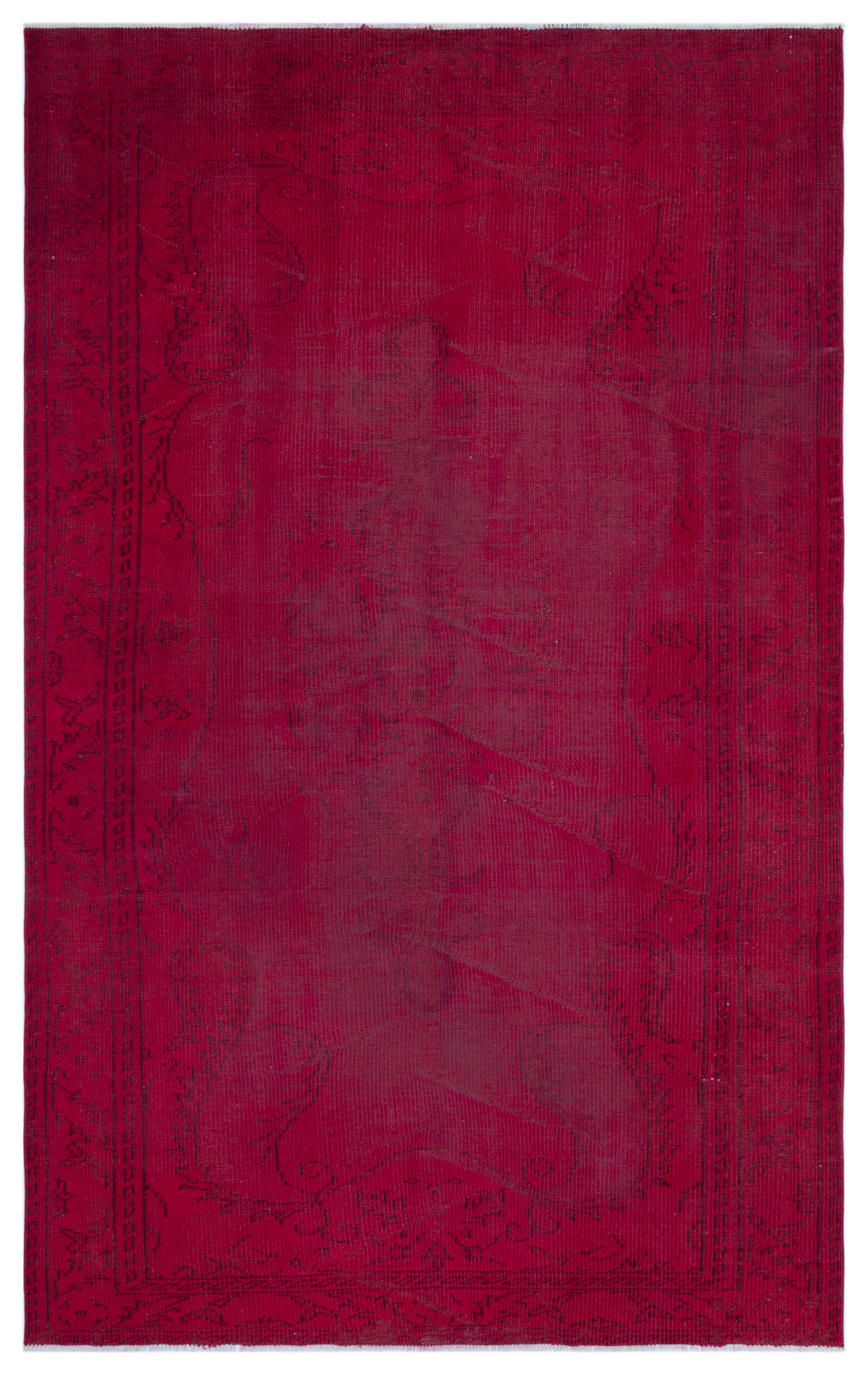 Red Over Dyed Vintage Rug 5'3'' x 8'3'' ft 159 x 252 cm