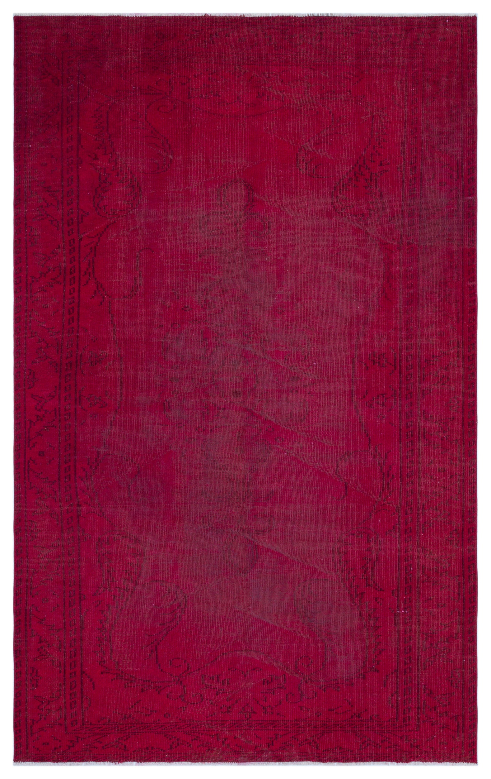 Red Over Dyed Vintage Rug 5'3'' x 8'3'' ft 159 x 252 cm