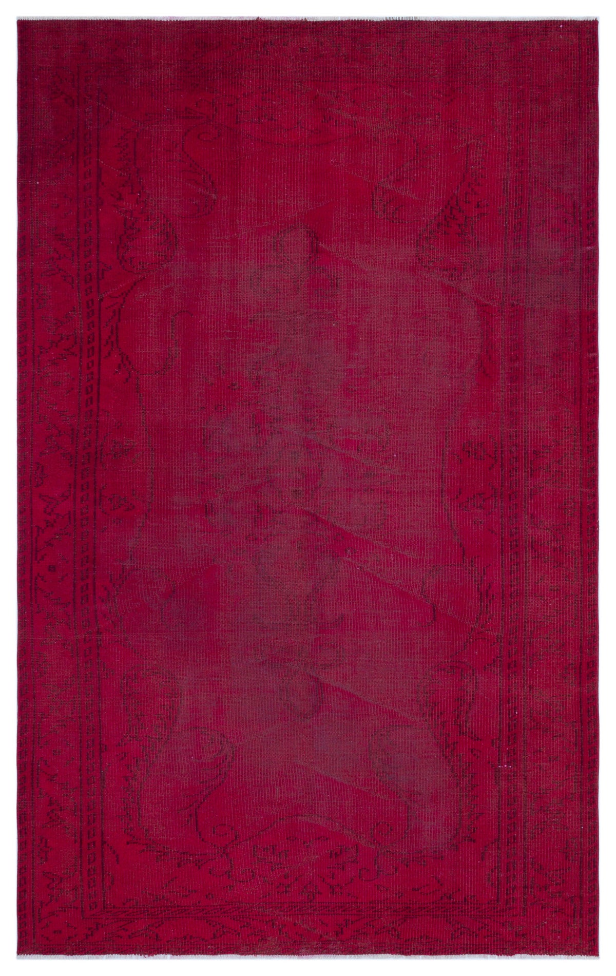 Red Over Dyed Vintage Rug 5&#39;3&#39;&#39; x 8&#39;3&#39;&#39; ft 159 x 252 cm