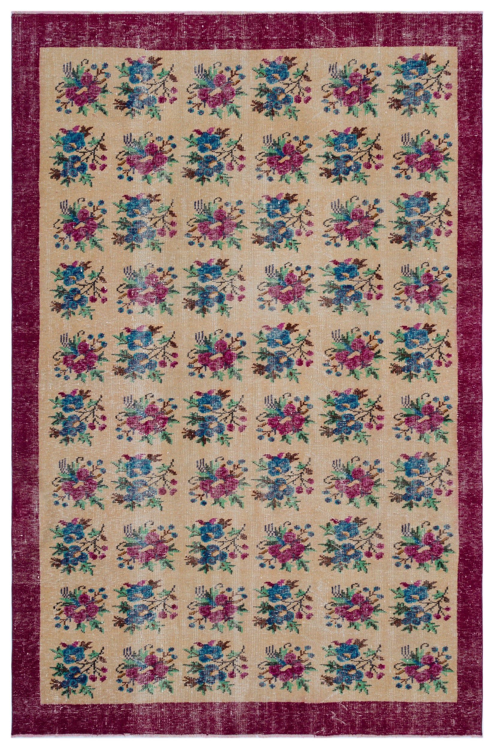 Retro Over Dyed Vintage Rug 6'2'' x 9'5'' ft 187 x 288 cm